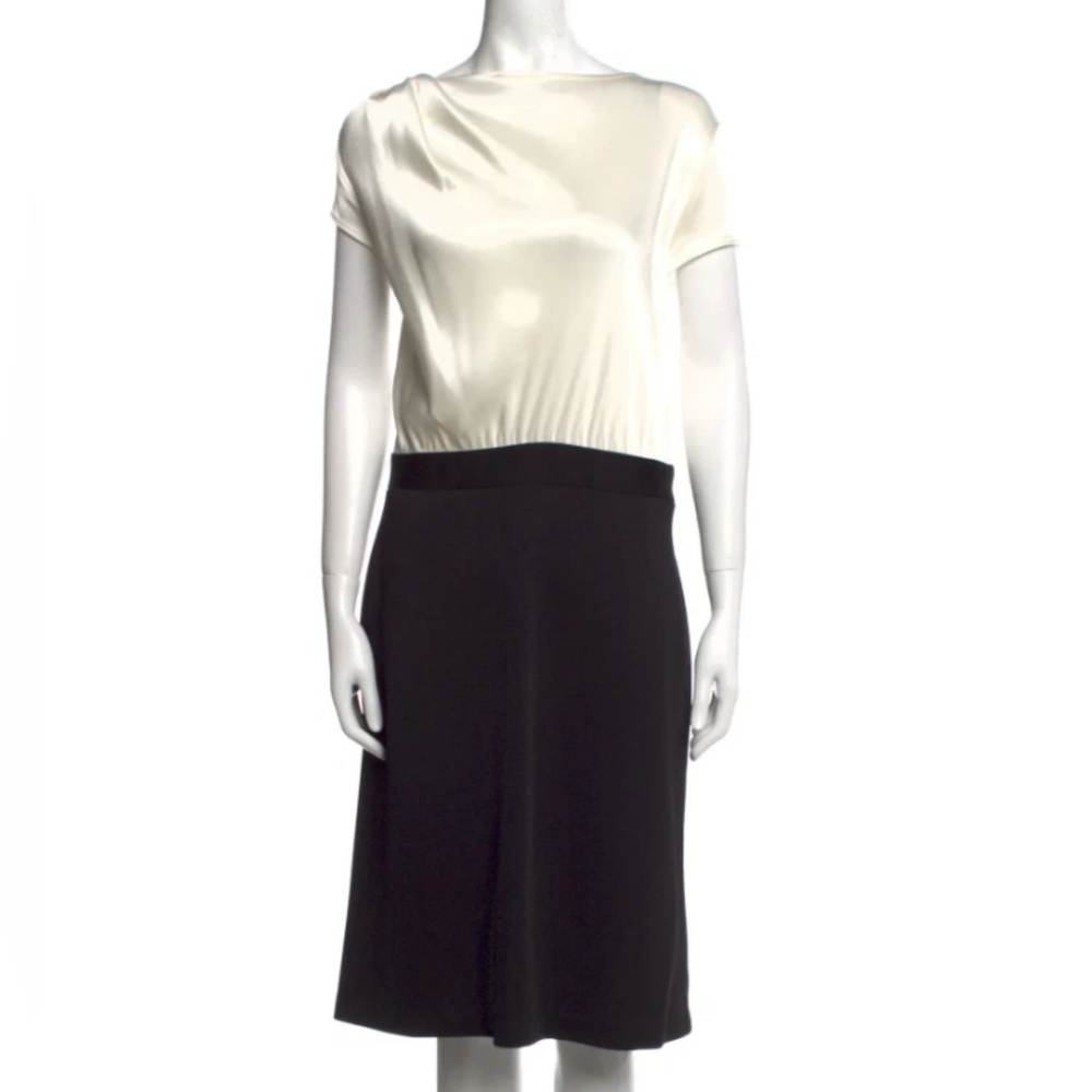 St John Colorblock White Black Dress Size 8